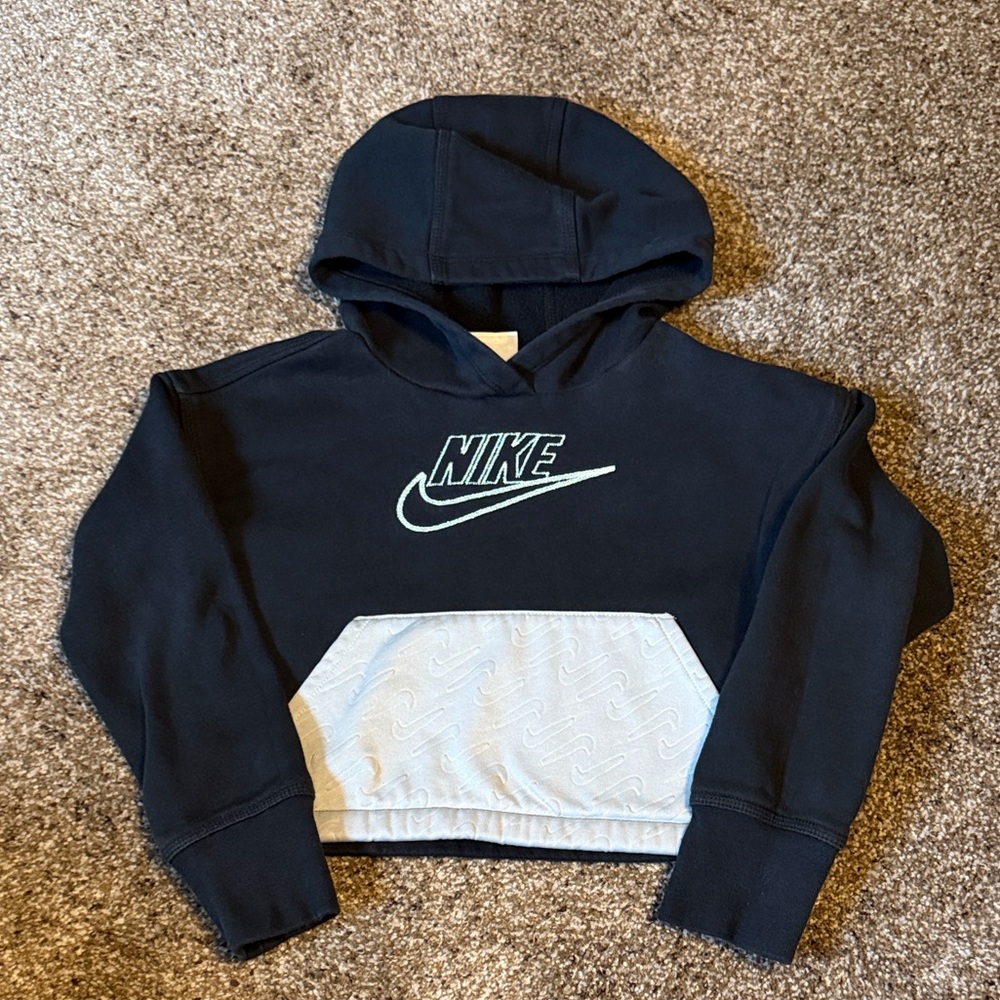 Nike Kids Black and Gray Hoodie with Glitter Nike Logo